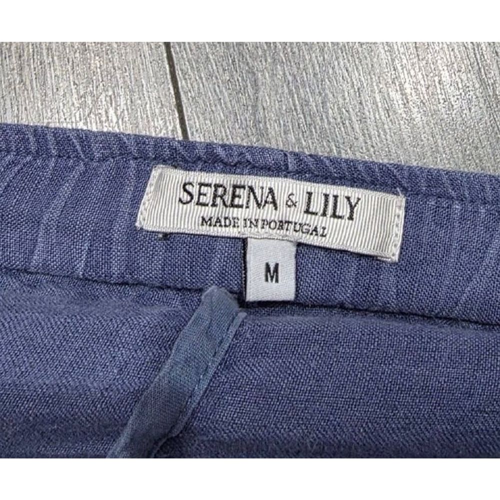 Serena and Lily Positano Linen Sleep pants Blue Medium A006442 - Picture 8 of 10